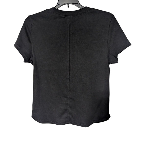 Madewell Black Regenerative Fitted Soft Cotton Short Sleeve Ribbed Crewneck Tee - Picture 2 of 9